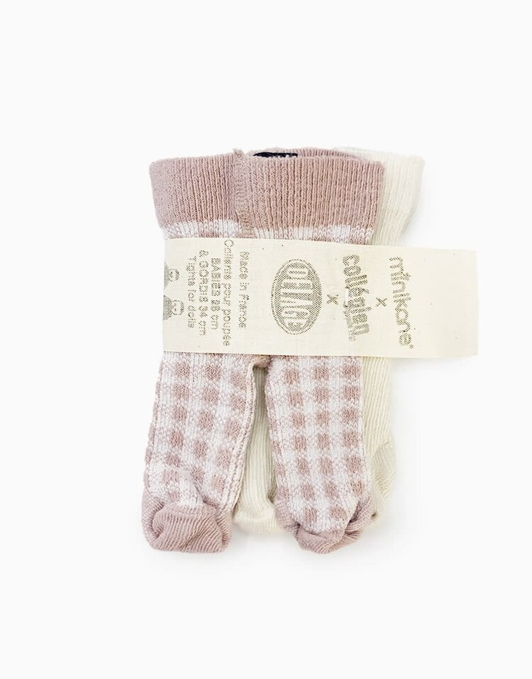 Minikane Minikane X Delage – Pack Of 2 Soft Ecru / Old Pink Checks