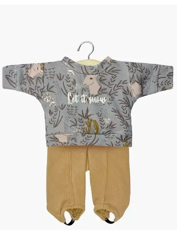 Minikane Jean-Claude Sweatshirt “Let's Snow” And Camel Popeye Leggings