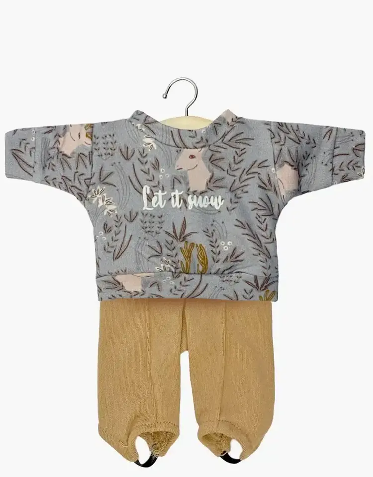Minikane Sweatshirt Jean-Claude  "Let's Snow" En Camel Broek