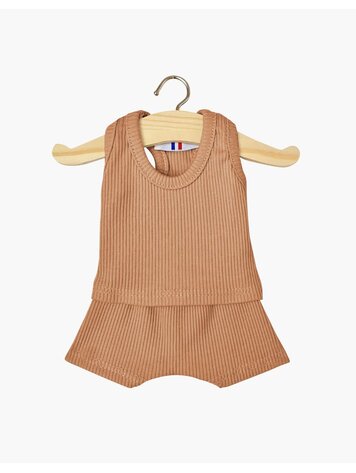 Minikane Les P'tits Basiques – Marcel Boys' Underwear In Brown Ribbed Knit