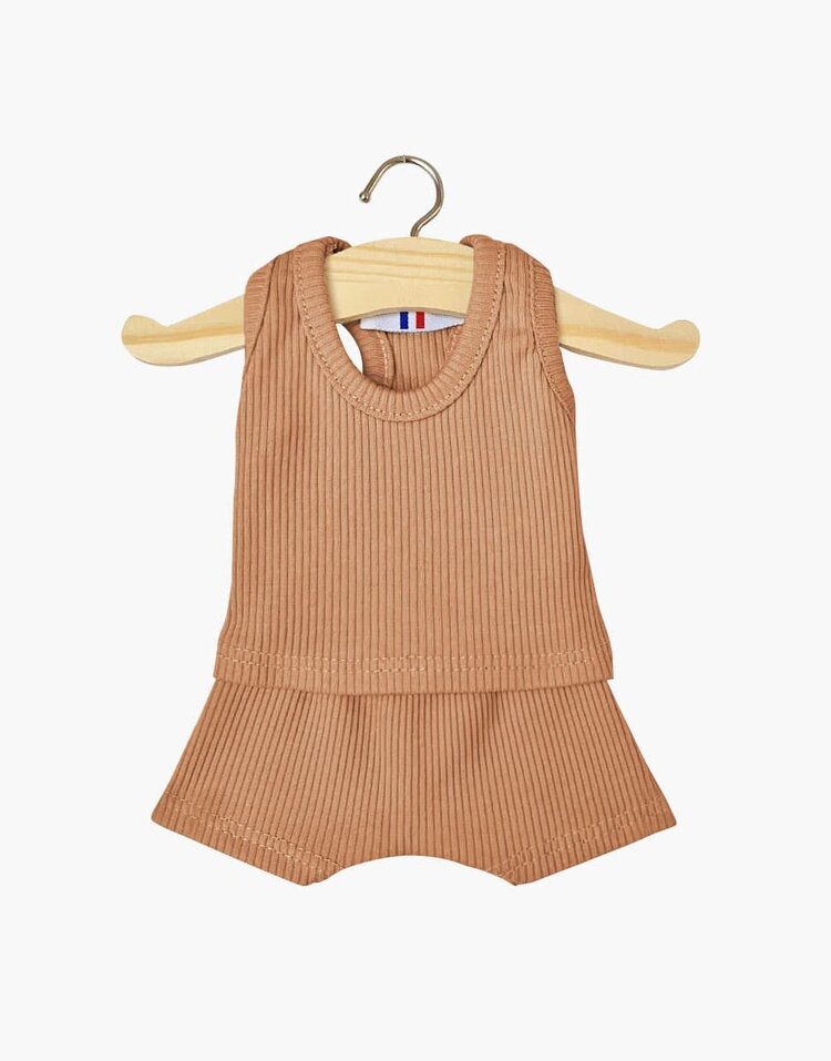 Minikane Les P'tits Basiques – Marcel Boys' Underwear In Brown Ribbed Knit