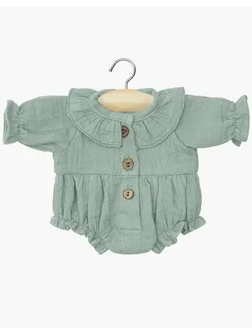 Minikane Leonore Romper In Baltic Green Cotton Gauze