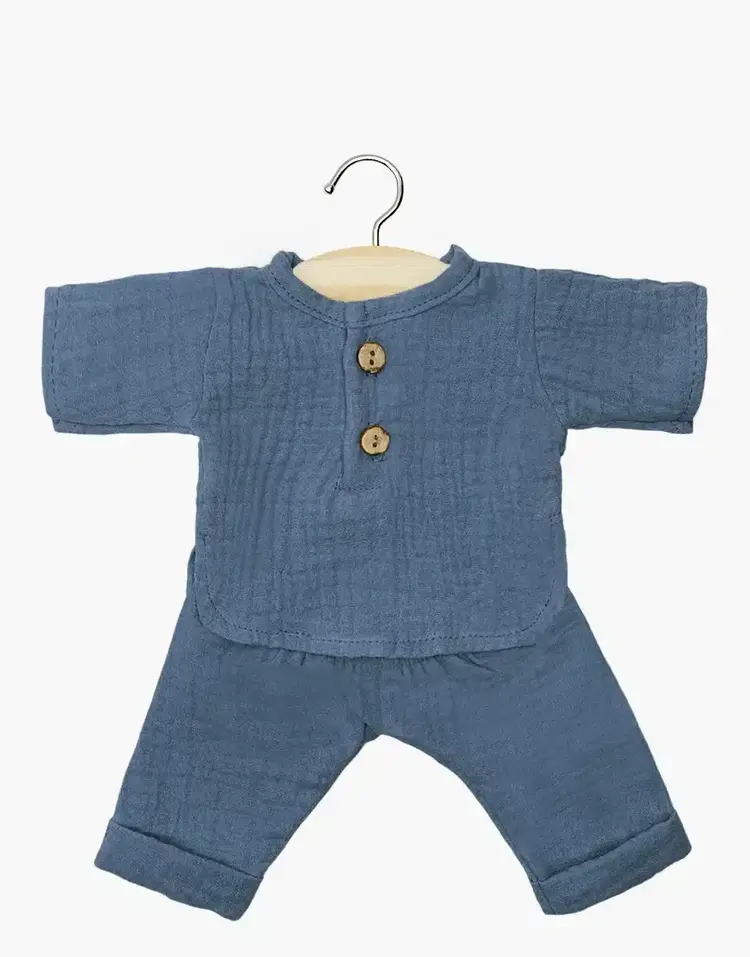 Minikane  Andrea Set In Outre Mer Blue Cotton Gauze