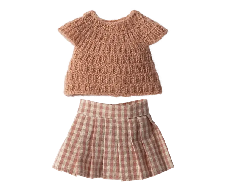 Maileg Knitted Shirt And Skirt, Size 3