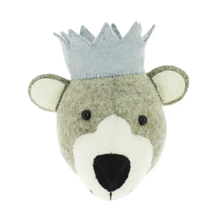 Fiona Walker England Animal Head Baby Bear With Crown - Mini