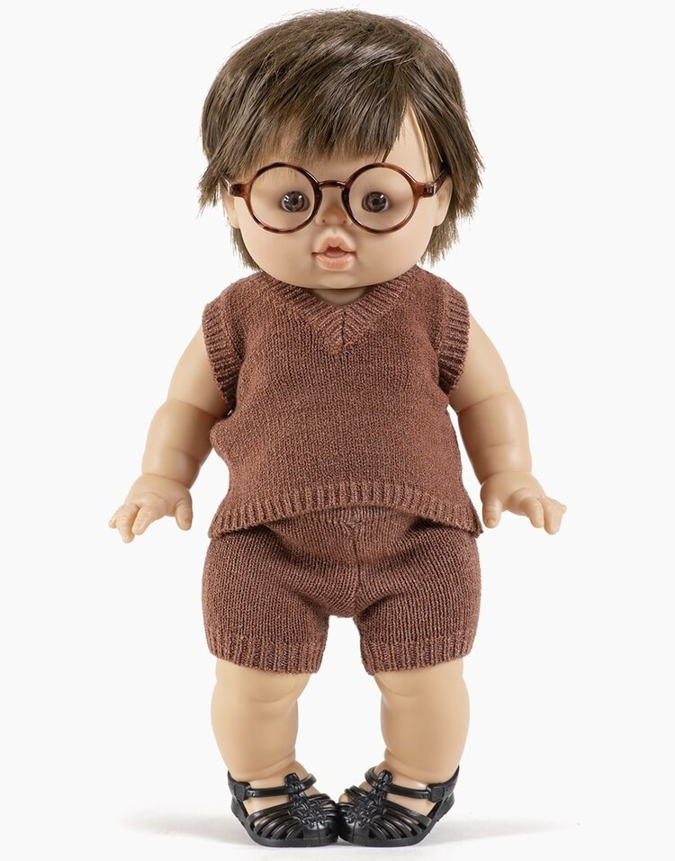 Minikane Doll Sweater - Léonardo En Tricot Caramel Chiné