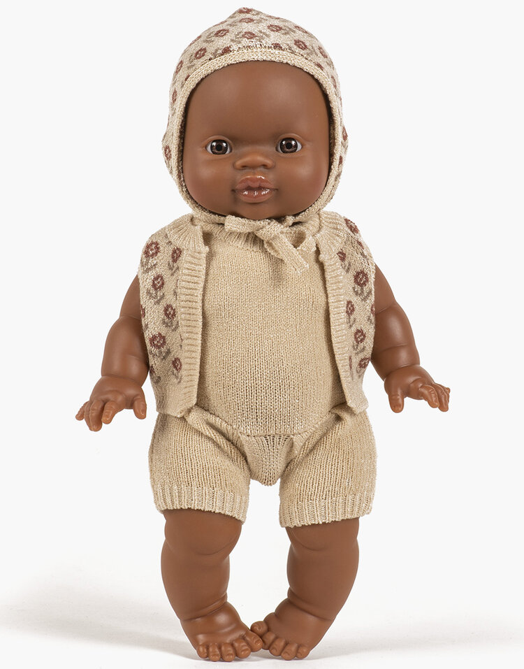 Minikane Doll Cardigan - Léonie En Tricot Fleurs Des Champs Brique