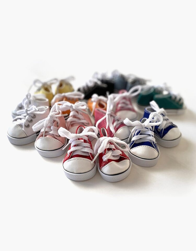 Minikane Poppen Sneakers - Komvers Blanc Carreaux Rose/Vert