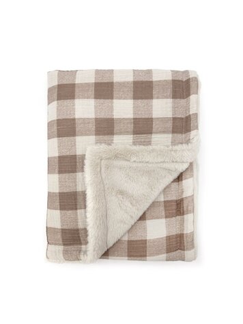 Babyshower Large Fleece Blanket - Vichy Caramel