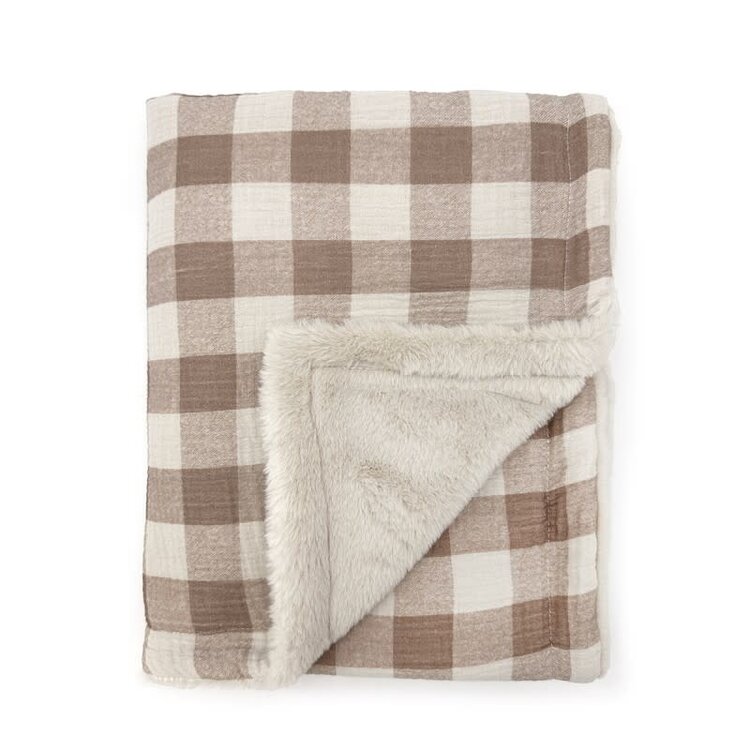 Babyshower Large Fleece Blanket - Vichy Caramel