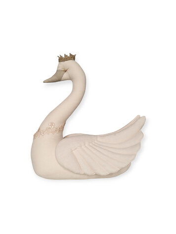 Love me Decoration Decorative Swan - Light Beige With Crown