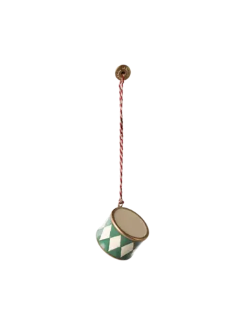 Maileg Metal Ornament, Small Drum - Dark Green