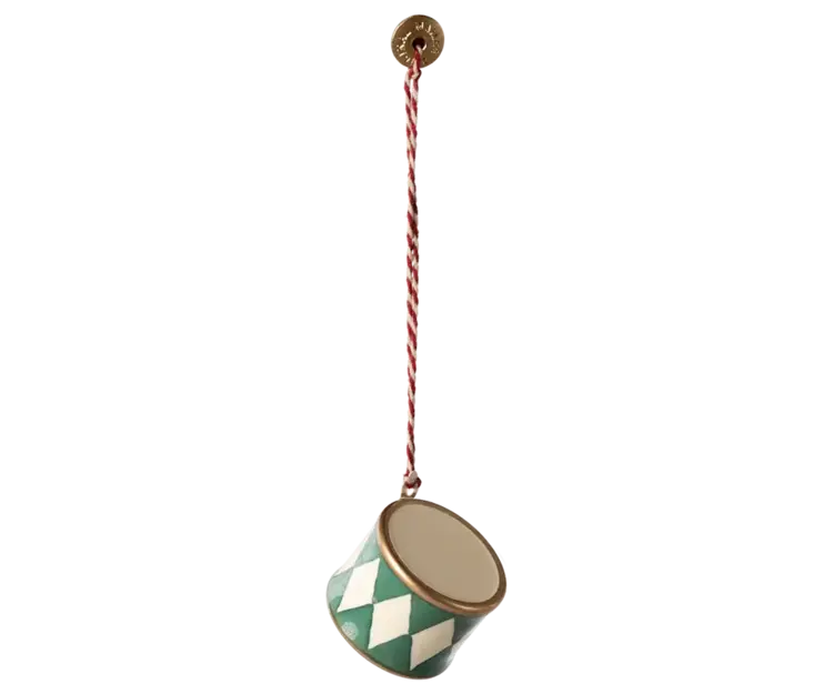 Maileg Metal Ornament, Small Drum - Dark Green