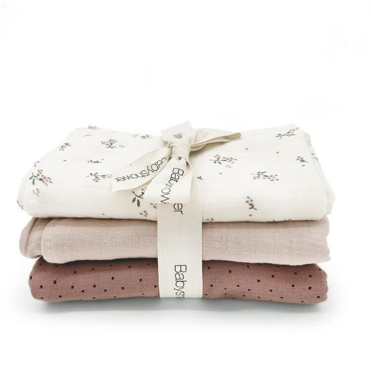 Babyshower 3 Mini Swaddle Set - Roseberry