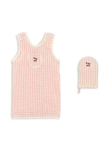 Konges Sløjd Kids Frill Apron Set - Cherry Check