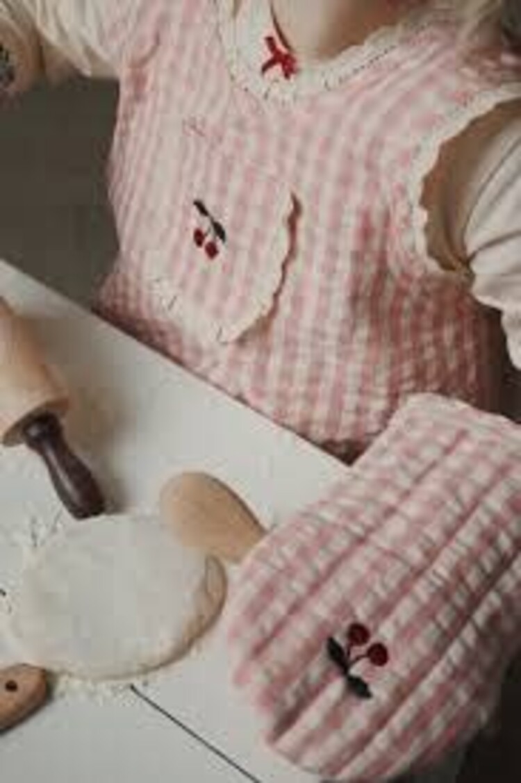 Konges Sløjd Kids Frill Apron Set - Cherry Check
