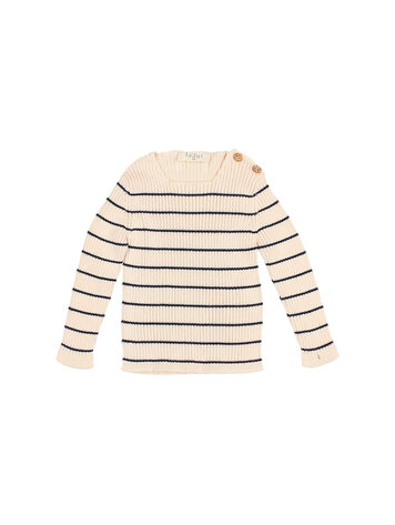 Buho Rib Knit Jumper - Ecru/Navy