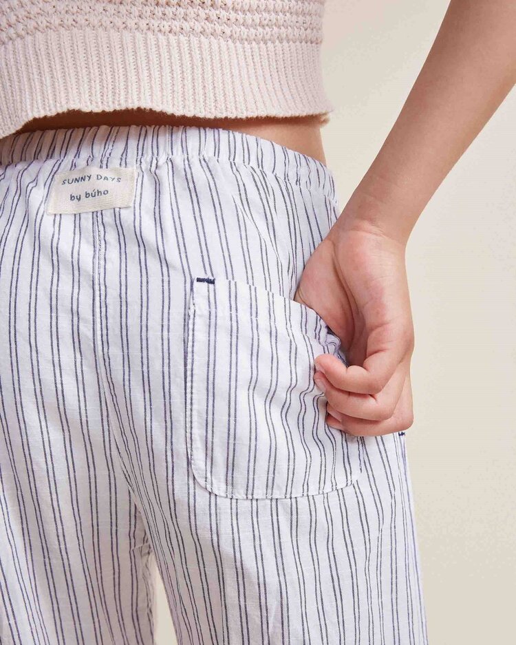 Buho Stripes Pants - White