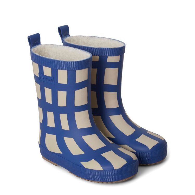 Garbo&friends Lined Rain Boots - Plaid Cobalt