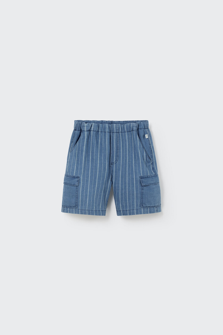COZMO Leon Striped Bermuda - Denim Blue