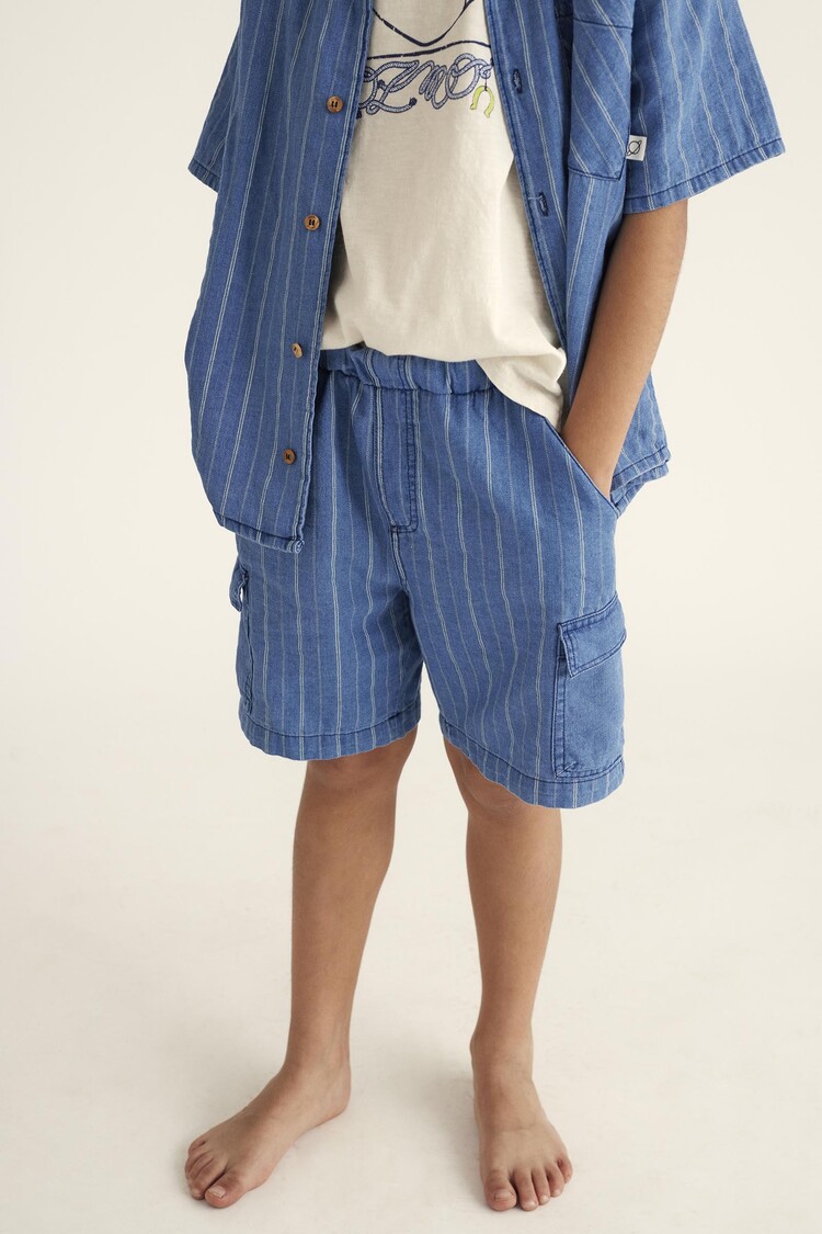 COZMO Leon Striped Bermuda - Denim Blue