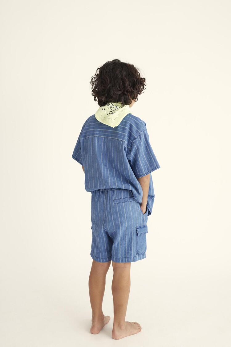 COZMO Leon Striped Bermuda - Denim Blue