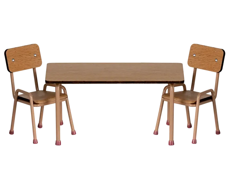 Maileg Table And Chair Set, Mouse - Dark Powder