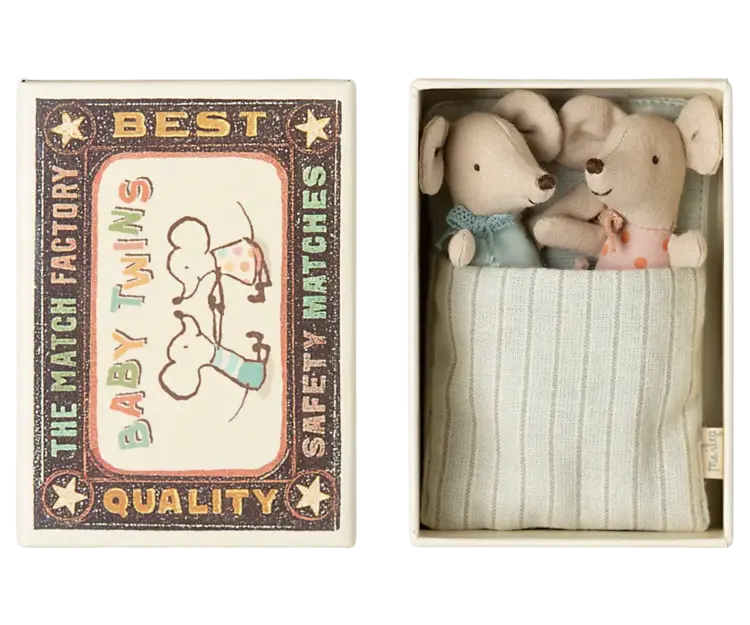 Maileg Twins, Baby Mice In Matchbox