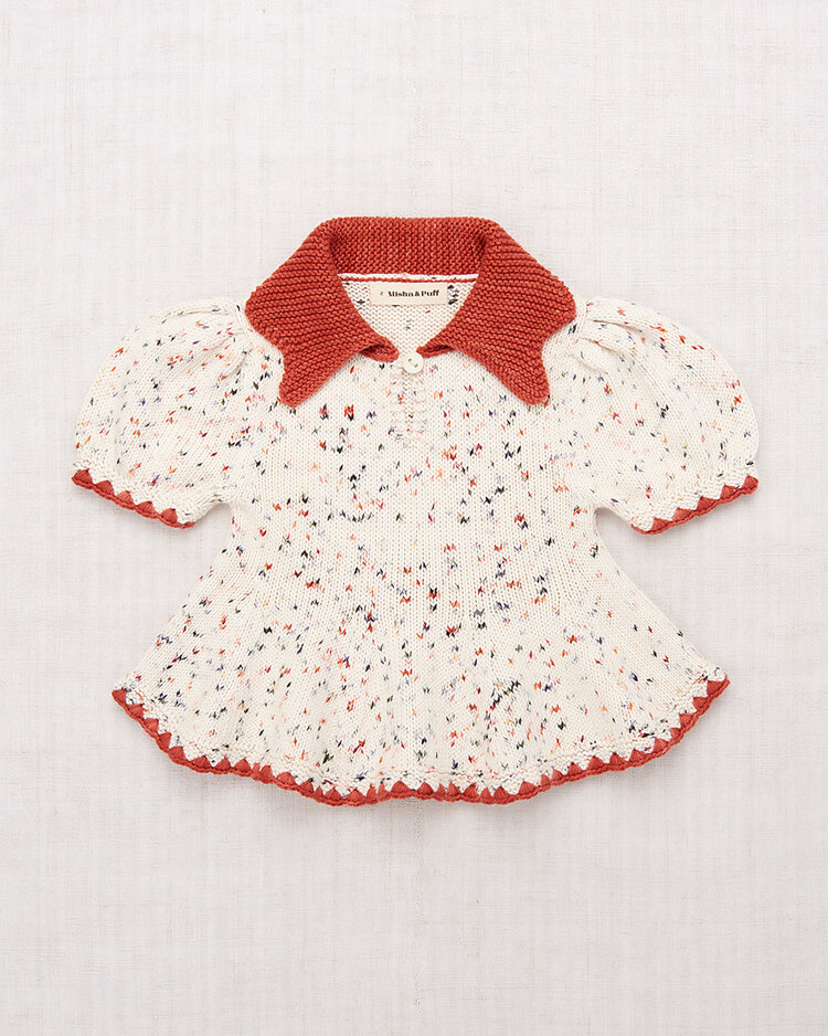 Misha & Puff Crochet Trim Puff Top - Picnic Confetti