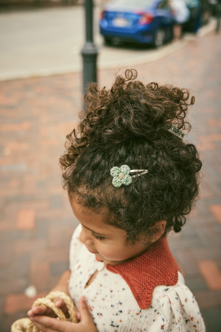 Misha & Puff Crochet Trim Puff Top - Picnic Confetti