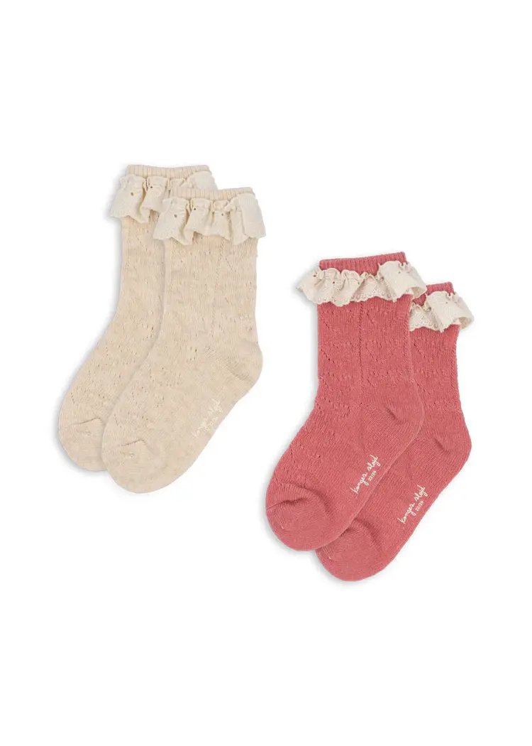 Konges Sløjd 2 Pack Pointelle Socks - Pink Mix