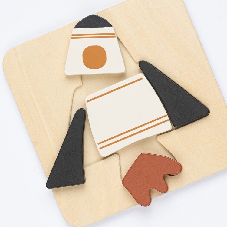 Space shuttle & Planet Puzzle - 2 Pack - Wood
