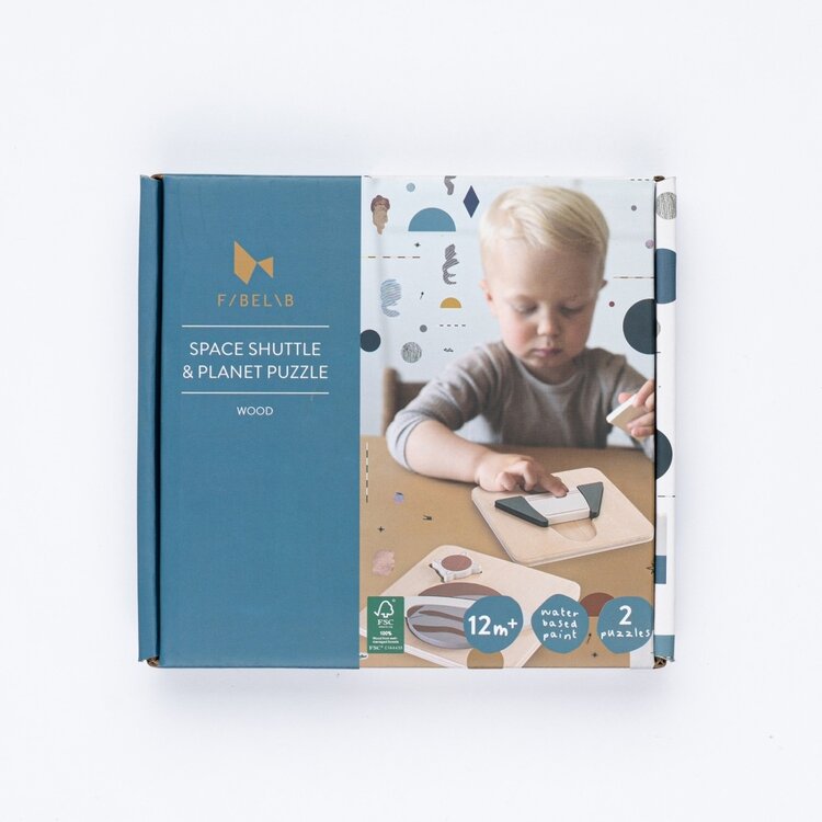 Ruimteschip & Planeet Puzzel - 2 Pack - Hout