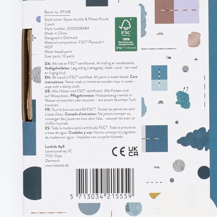 Ruimteschip & Planeet Puzzel - 2 Pack - Hout