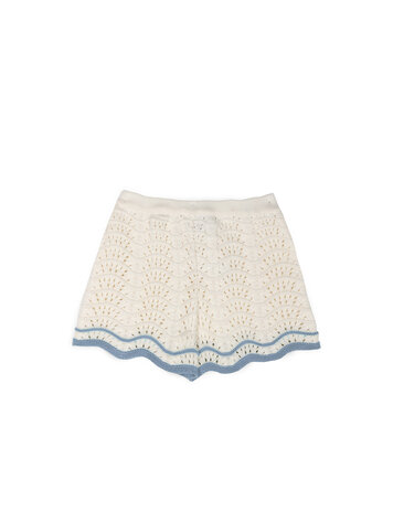 Mipounet Claudia Openwork Short - Ecru/Blue