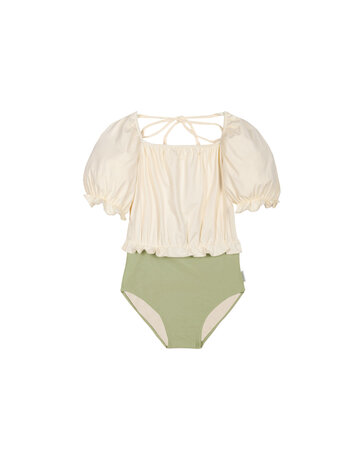 Mipounet Elisa Block Color Swimsuit - Ecru/Green