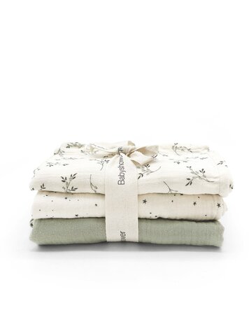 Babyshower 3 Mini Swaddle Set - Olive Bloom
