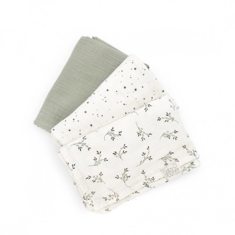 Babyshower 3 Mini Swaddle Set - Olive Bloom