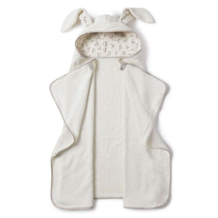 Babyshower Large Bunny Bath Cape - Olive Bloom