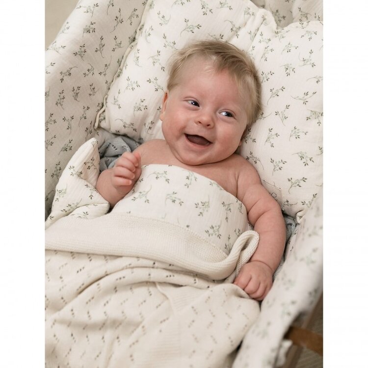 Babyshower Classic Moses basket Linen Set - Olive Bloom
