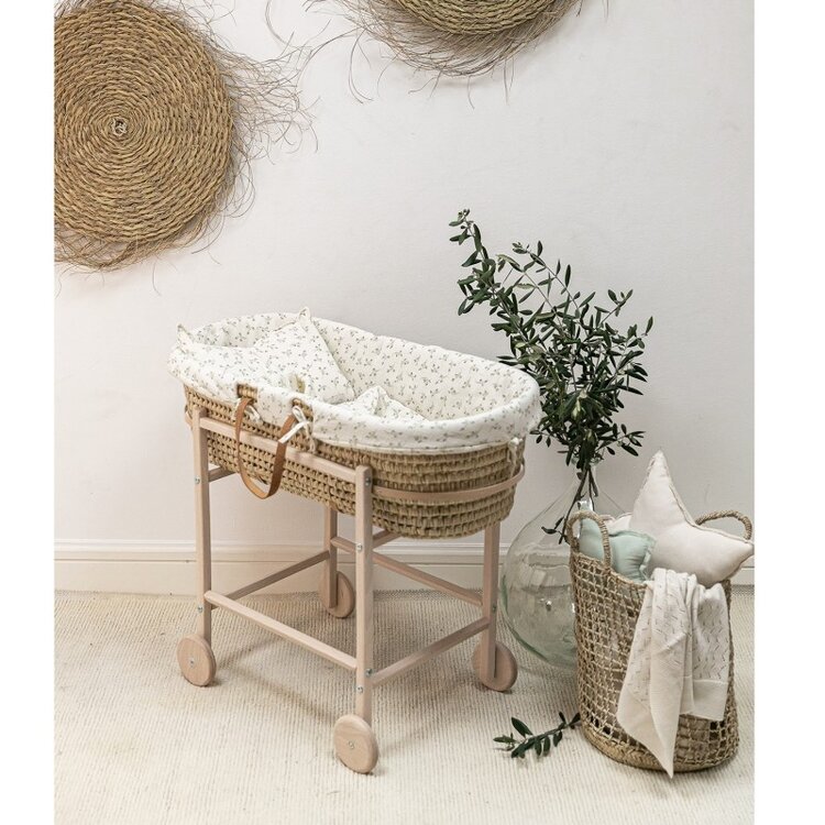 Babyshower Classic Moses basket Linen Set - Olive Bloom