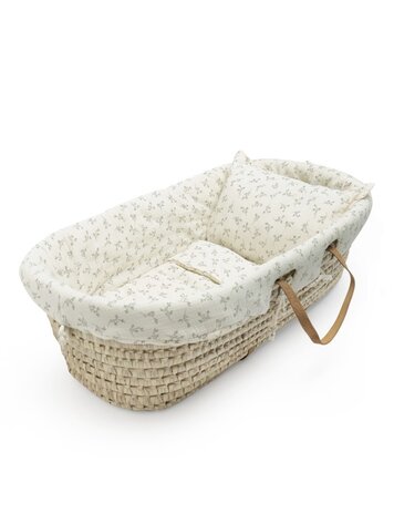 Babyshower Classic Mosesmand Linnen Set - Olive Bloom