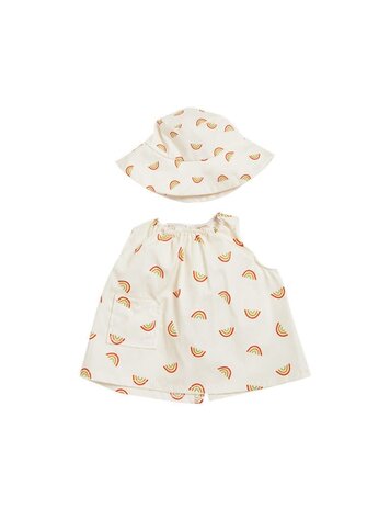 Olli Ella Dinkum Doll Cotton Una Rainbow Dress Set - Ivory