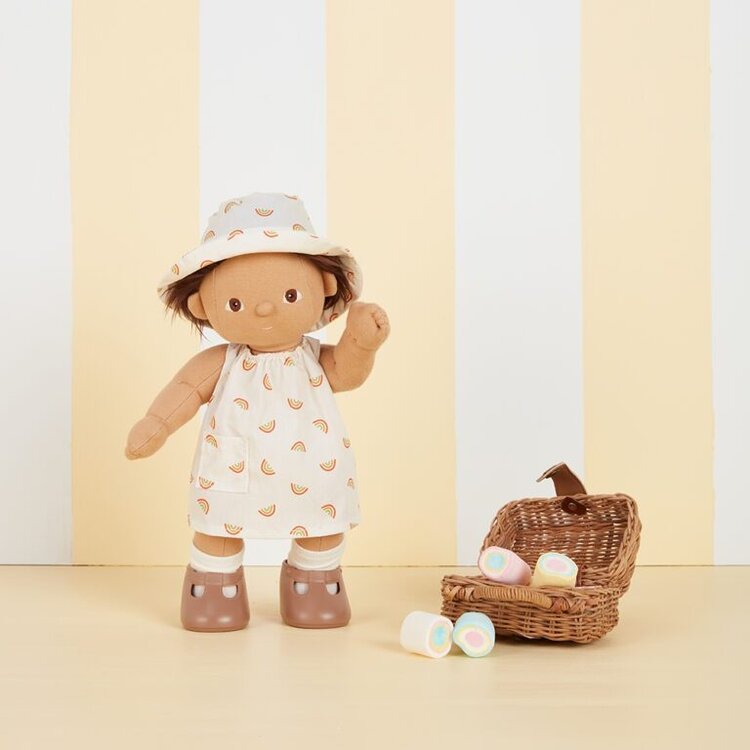 Olli Ella Dinkum Doll Cotton Una Rainbow Dress Set - Ivory