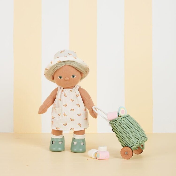 Olli Ella Dinkum Doll Cotton Una Rainbow Dress Set - Ivory