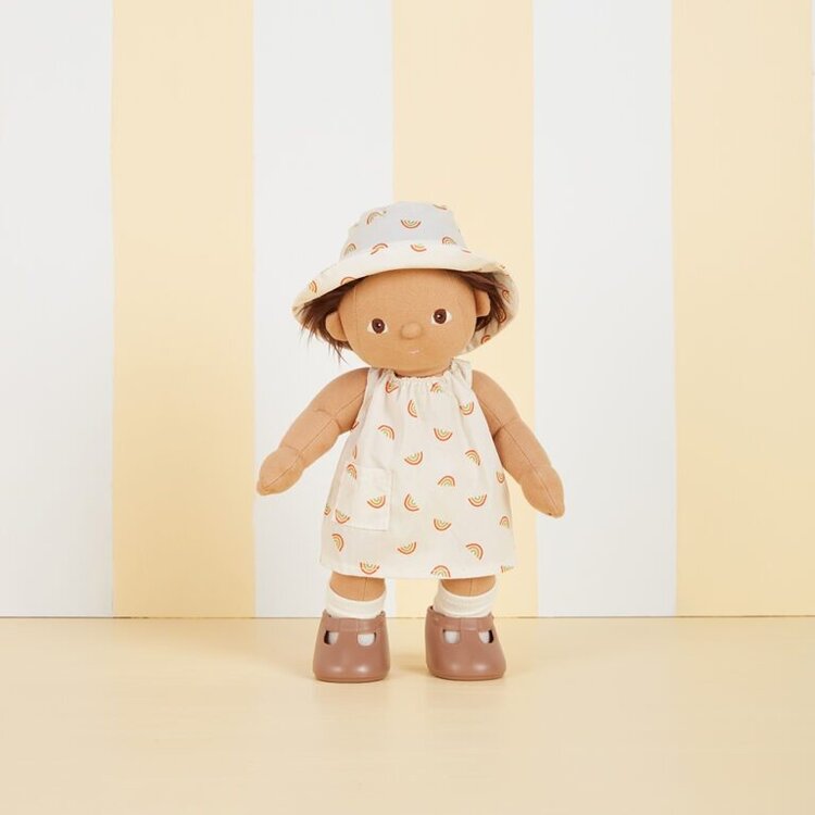 Olli Ella Dinkum Doll Cotton Una Rainbow Dress Set - Ivory
