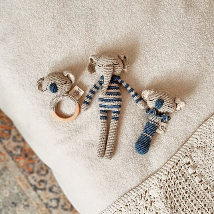 Patti Oslo Ellie The Elephant Rattle - Gray/Raf With Bell