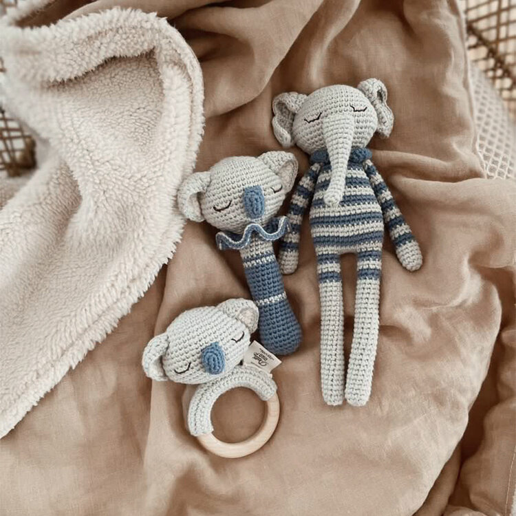Patti Oslo Koala The Teething Ring  - Raf/Gray With Bell