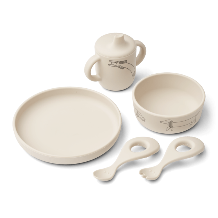 Liewood Ryle Printed Tableware Set - Dog / Sandy