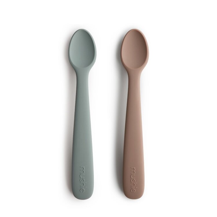 Mushie Baby Spoon, set of 2 - Stone/Cloudy Mauve